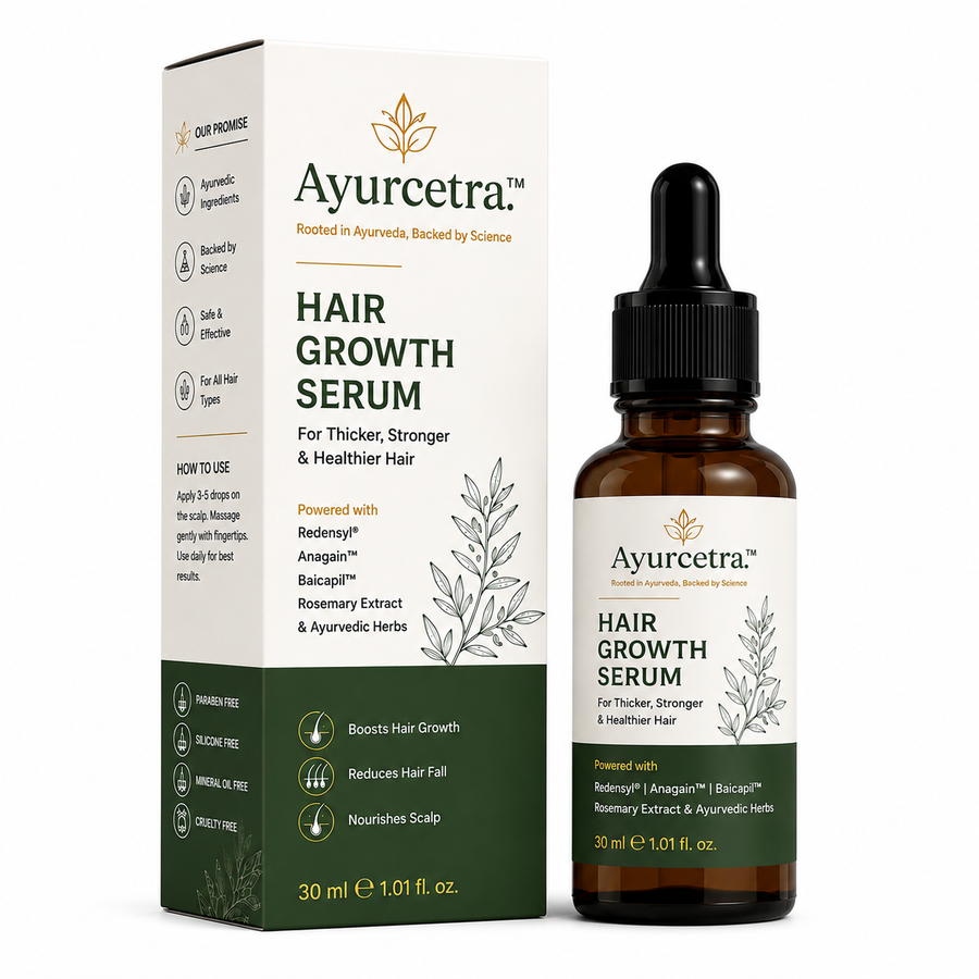 Ayurcetra Hair Growth Serum 30ml | Redensyl, Anagain & Baicapil Formula