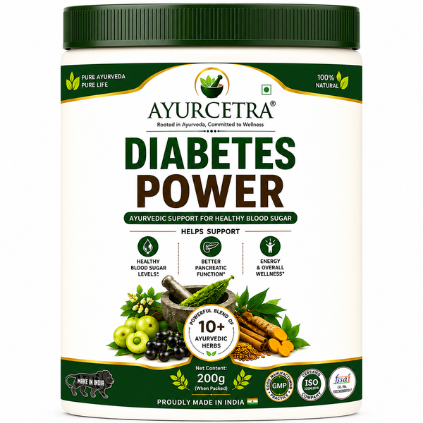 AYURCETRA Diabetes Power Powder | Ayurvedic Blood Sugar Support | 10+ Herbs | 200g